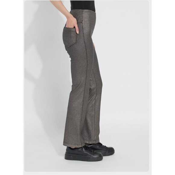 Lyssé Metallic Coated Baby Boot Knit Denim in Metallic Cocoa - Sz XL - NWT - Picture 2 of 13